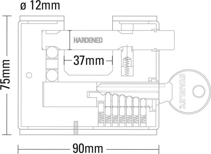 Actual product image Stanley Brass padlock 90mm