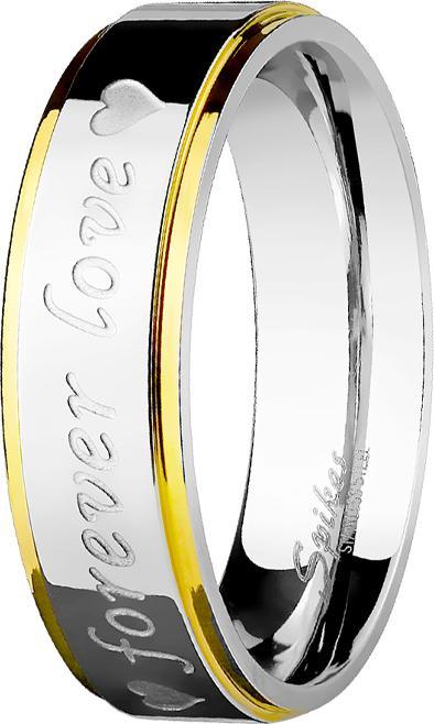 Actual product image Star Piercing Ring silver two gold stripes Forever Love (without brass, Surgical steel 316L)