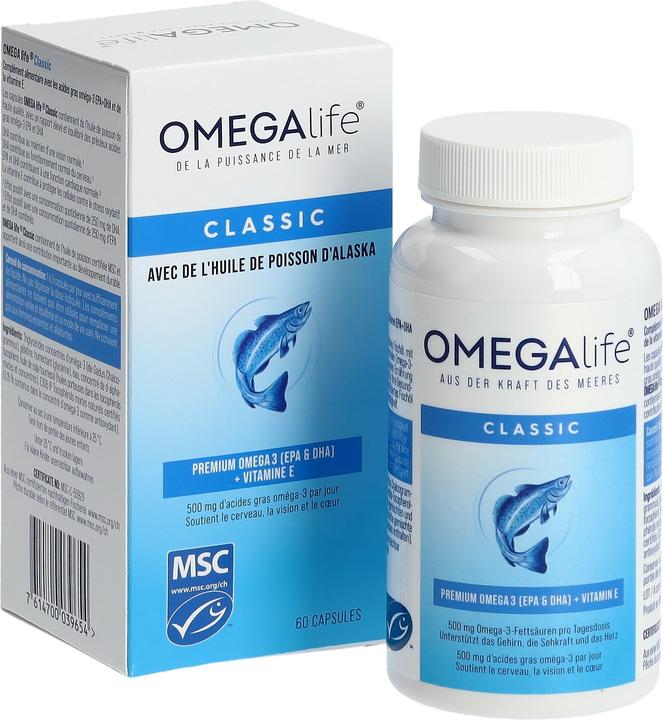 Produktbild Omega-Life Classic Kaps 500 mg Ds 60 (60 Stück, Kapseln, 128 g)