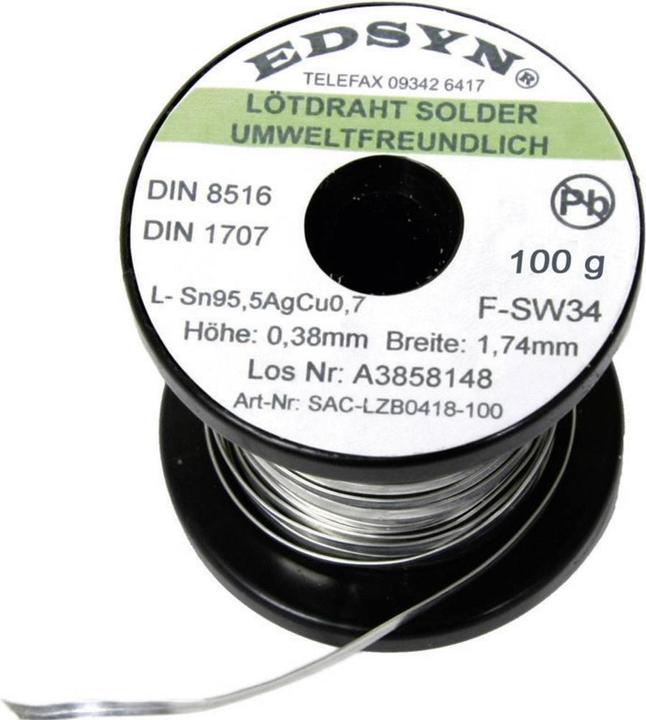 Image du produit Edsyn Étain de soudure, sans plomb Bobine SAC-LZ (Souder)
