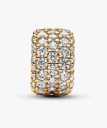 Immagine prodotto Pandora Charm scintillante a tre file di pavé (Metallo, Dorato)