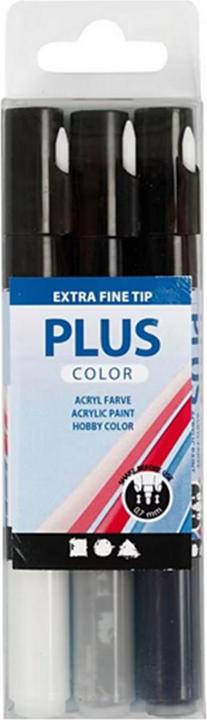 Produktbild Creativ Company Acrylmarker Plus Color 0.7 mm 3er Set, Weiss/Grau/Schwarz (Weiss, Schwarz, Grau, 0.70 mm, 3 x)
