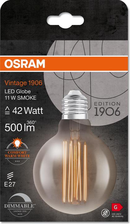 Produktbild Osram Vintage 1906 Led Classic Slim Filament Globe (E27, 11 W, 500 lm, 1 x, G)