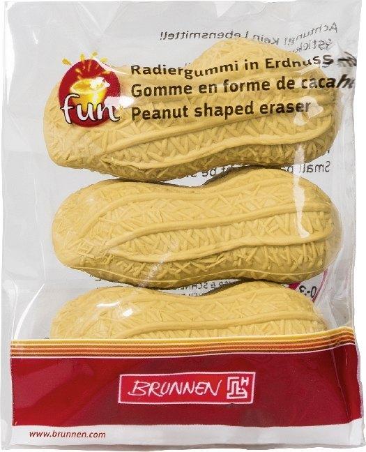 Actual product image 3 erasers peanut beige