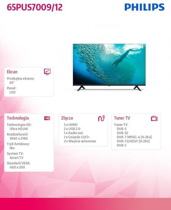 Image du produit Philips 65PUS7009/12 (65", PUS7009, LCD, 4K, 2024)