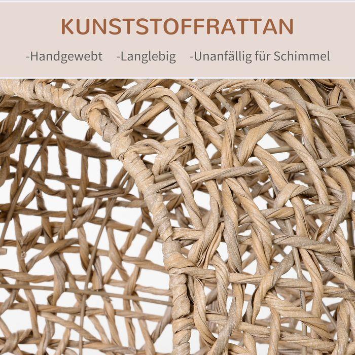 Produktbild Swisshandel24 Katzenhaus aus PE-Rattan mit Kissen Katzenschlafplatz Katzenhöhle mit erhöhten Füssen Natur Ø52 x 58 (Katze)