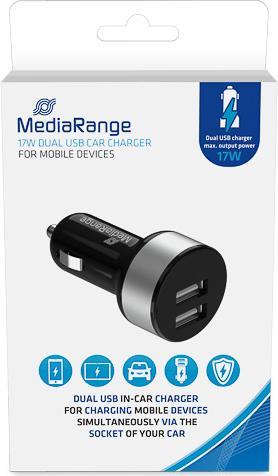Produktbild MediaRange MRMA103-02 - Auto - Zigarettenanzünder - 5 V - Schwarz - Silber