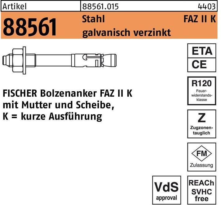 Actual product image Fischer Anchor bolt R 88561 FAZ II 10/ 20K Steel electrogalvanised electrogalvanised (25 pcs.)