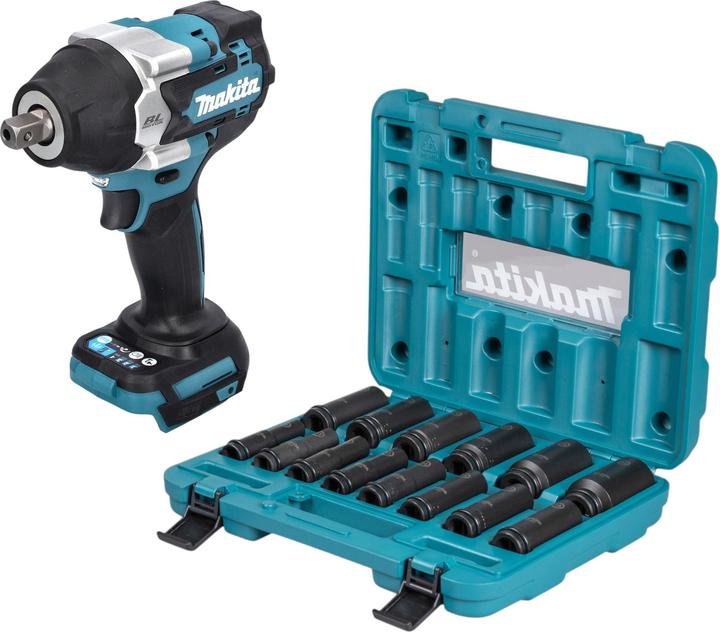 Actual product image Makita DTW 701 Z Akku Schlagschrauber 18 V 700 Nm 1/2" Brushless + Steckschlüssel Set 14 tlg. - (Rechargeable battery operated)