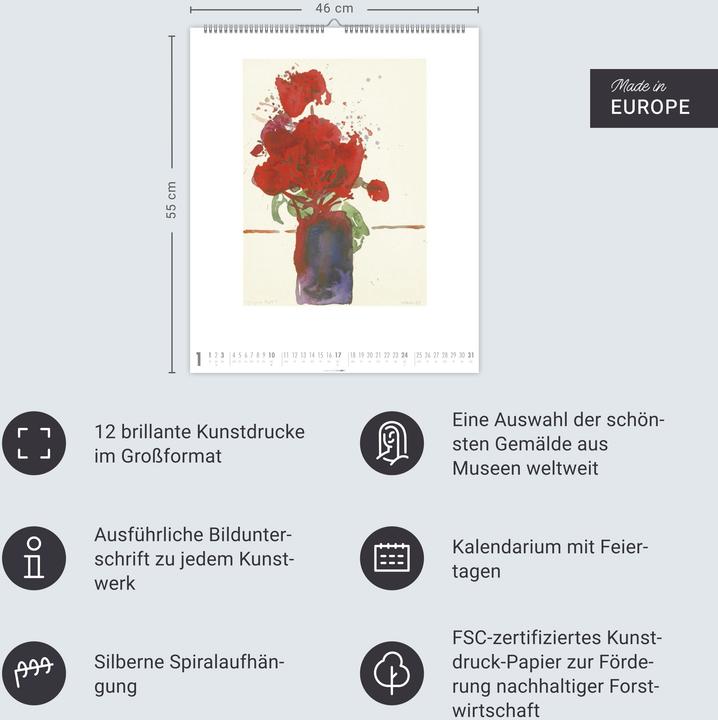 Immagine prodotto Oskar Koller - Farben und Formen Kalender 2026 - Farben und Formen (46 x 55 cm, Tedesco)