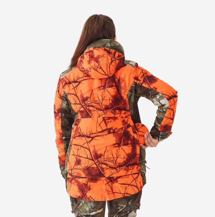 Produktbild Solognac Women’s 3-in-1 warm silent waterproof hunting jacket neon camouflage 500 (34)