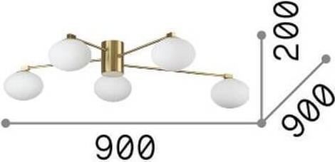 Actual product image Ideal lux HERMES G9 ceiling light 5x ⌀900mm dimmable brass warm white 288277 (370 lm, G9)