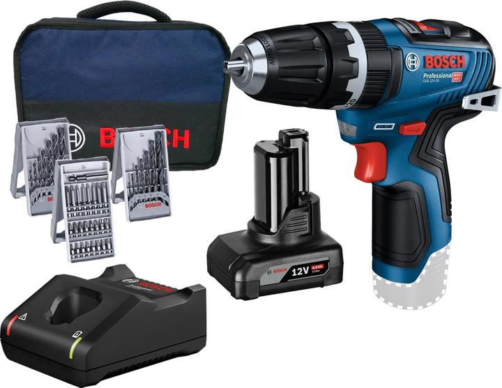 Bosch Hausgeräte Bosch Akku-Schlagbohrmaschine GSB 12V-35 / 1x 4,0 Ah Akku + Ladegerät inkl. Zubehör (Rechargeable battery operated)