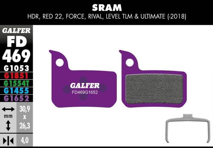 Galfer Bike E-bike brake pad G1652 Sram RED - Purple (SRAM, Semi-metallic)