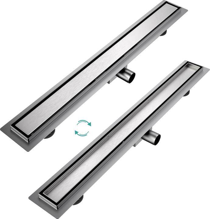 Emke Duschrinne Edelstahl, Bodenablauf Komplettset Siphon mit Geruchsstop, Haarsieb, 800cm (800 mm)