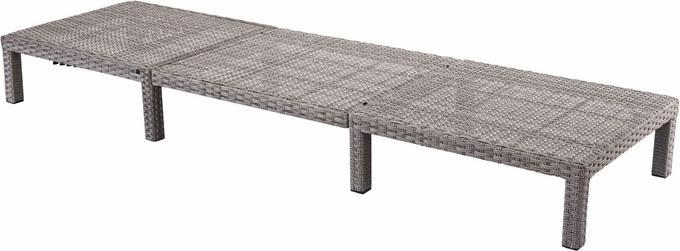 Produktbild Swisshandel24 Poly-Rattan Sonnenliege, Relaxliege Gartenliege Liege - Basic grau, Kissen dunkelgrau (198 cm)