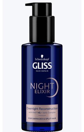 Image du produit Schwarzkopf Gliss Night Elixir Reconstruction Traitement de nuit régénérant sans rinçage Pour les cheveux (100 ml)