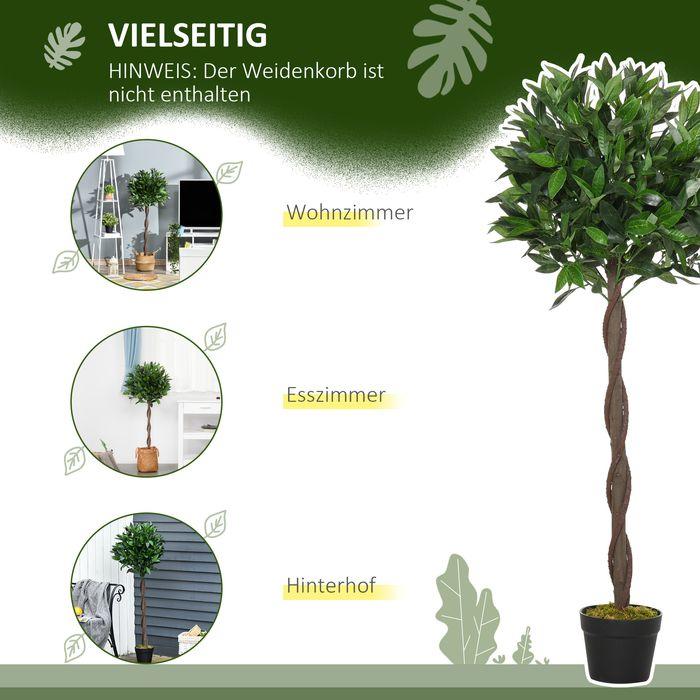 Produktbild Swisshandel24 2er-Set Künstlicher Lorbeerbaum 120cm Kunstpflanzen im Zementtopf, Zimmerpflanze (120 cm)