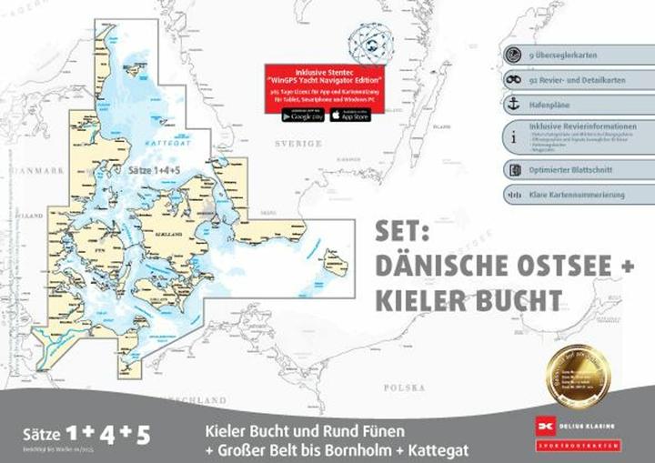 Actual product image Sportbootkarten Satz 1, 4 und 5 Set: Dänische Ostsee und Kieler Bucht (Ausgabe 2025)