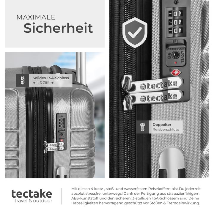 Produktbild tectake Hartschalenkofferset (106 l, Handgepäck (bis 50l), M (50 - 90l), L (90 - 115l))