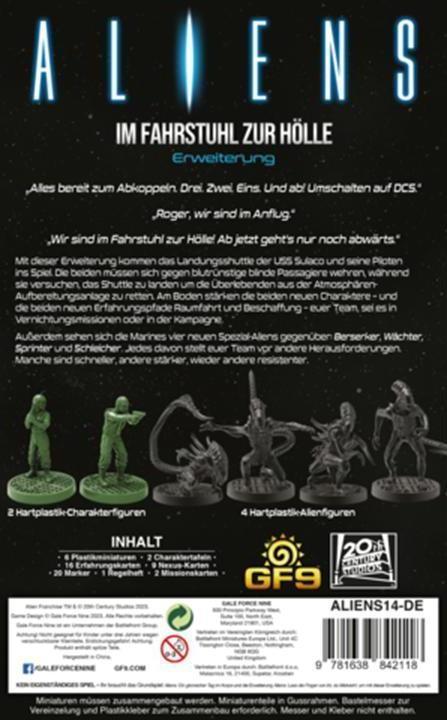 Actual product image Gale Force Nine Aliens "In the Elevator to Hell" Expansion - German (German)