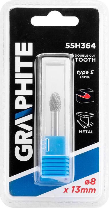 Actual product image Graphite HM METAL MILLING E-TYPE (OVAL) 8 X 13 MM BOOTS 6 X 45 MM 55H364