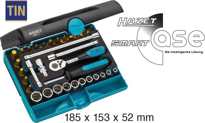 Produktbild HAZET Steckschlüssel Satz 854-1 ∙ Vierkant6,3 mm (1/4 Zoll) ∙ Aussen Sechskant-Tractionsprofil, Inne… (14 mm, 12 mm, 13 mm, 10  mm, 11 mm)