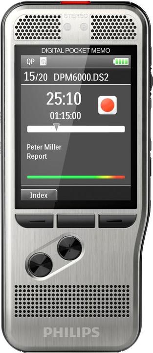 Rechargeable battery, SpeechExec dictation software, Protective case, Memory card, USB cable