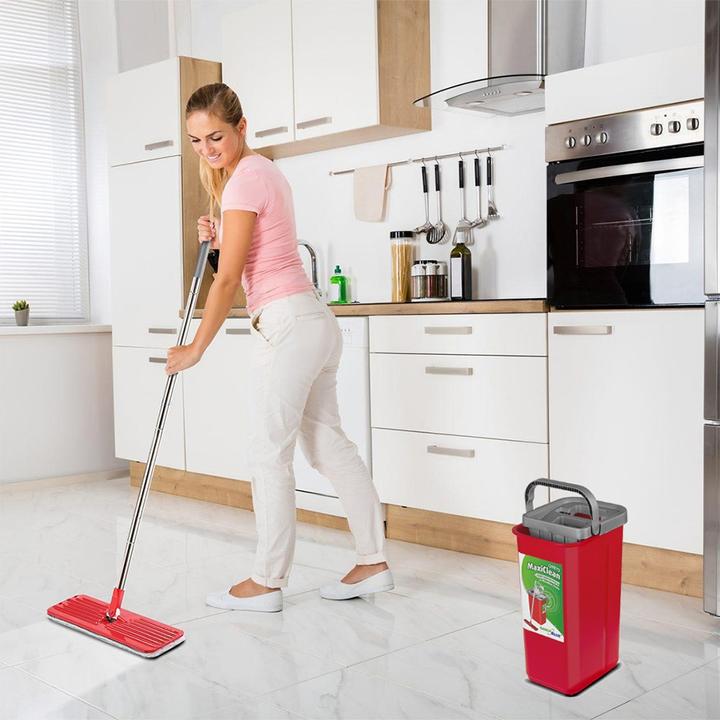Produktbild Greenblue Flachbesen + Eimer + Teleskopstange + 2 x Mikrofasermatte 5,7 L Bodenreinigung XXL Set Schwenkkopf (1 Stk.)