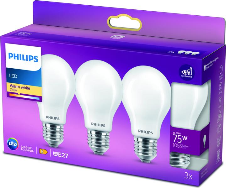 Produktbild Philips Lampe (E27, 8.50 W, 1055 lm, 3 x, E)
