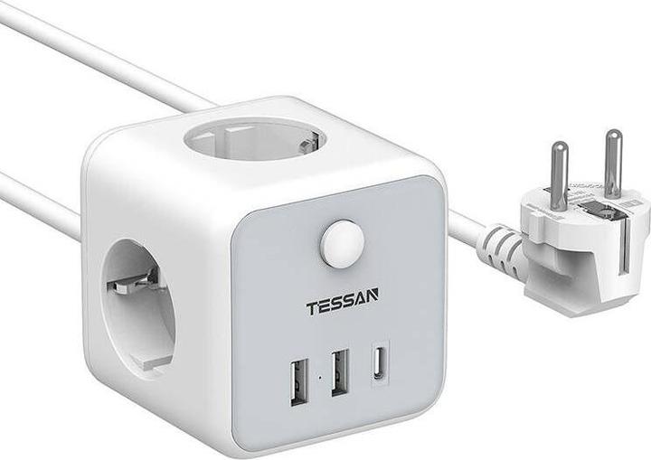 Produktbild Tessan Power strip TS-301-C-GR (6 x, USB-A, 2 m)