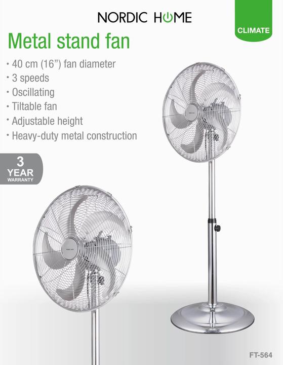 Actual product image Deltaco 16 inch metal fan, 5 blades