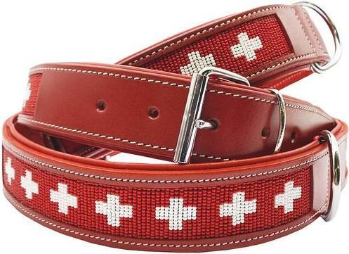 Actual product image Colly Leather collar with Swiss cross beaded, 50cm/3cm (3.5, 50, Dog, General)