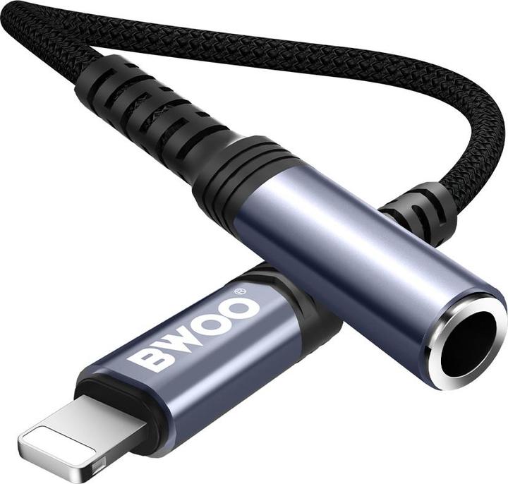 Bwoo audio adapter cable BZ48 aux 3,5 mm to lightning black
