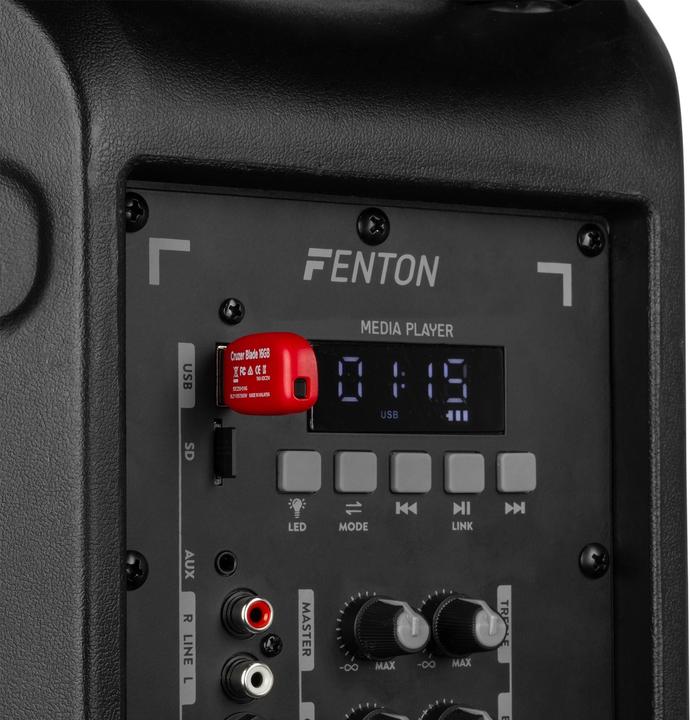 Image du produit Fenton Speaker Bluetooth - FT12LED MK2 karaoke box met LEDâ€™s, accu en microfoon - Voor (Actif)