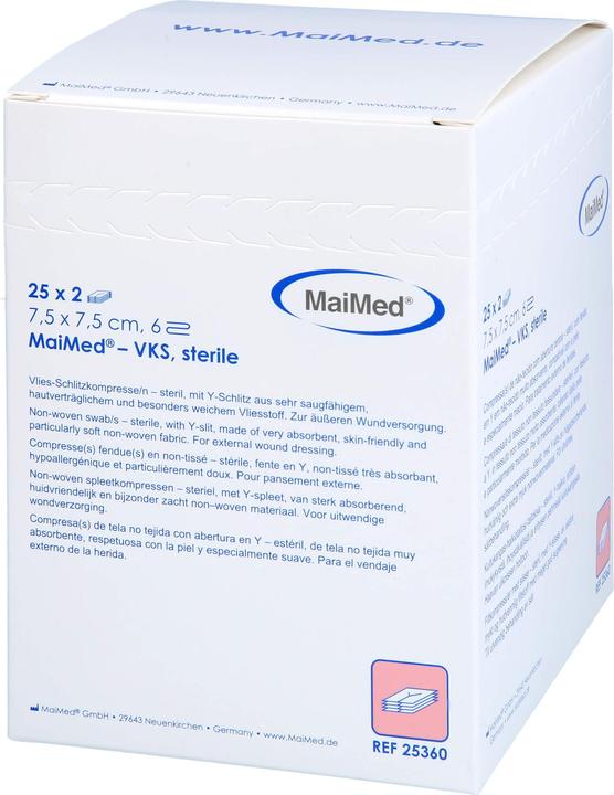 Produktbild MaiMed Vlies-Schlitzkompressen 7,5x7,5cm 6-fach steril, 25X2 St KOM