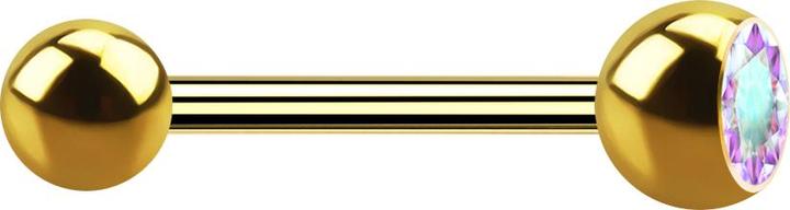 Immagine prodotto Star Piercing Barbell vergoldet mit Kugel und Kugel Kristall multicolor (Acciaio chirurgico 316L)