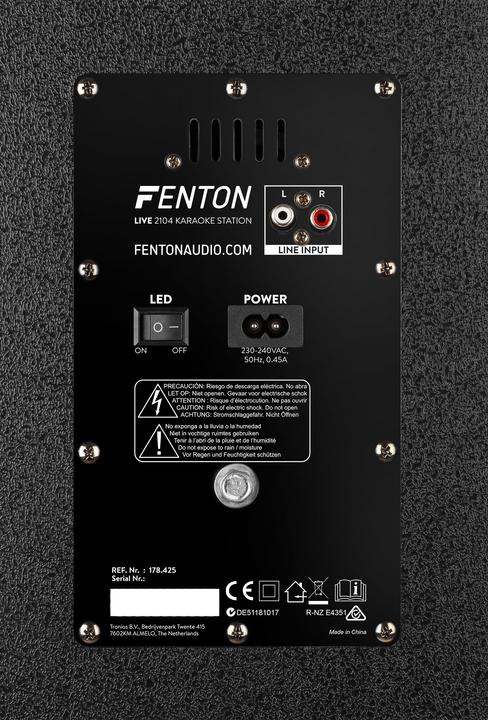 Image du produit Fenton Machine de karaoké Loudspeaker LIVE2104 noire (Actif, 1x 400 W)