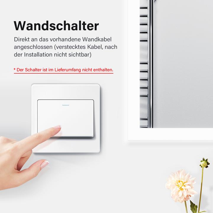 Image du produit SONNI LED-Badezimmerspiegel, 50 x 70 cm, warmweiss, vertikale/horizontale Montage, IP44 wasserdicht