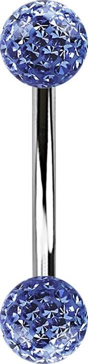Produktbild Star Piercing Banane silber mit zwei Kristall Kugeln hellblau Epoxy Schutzschicht (ohne Messing, Chirurgenstahl 316L)