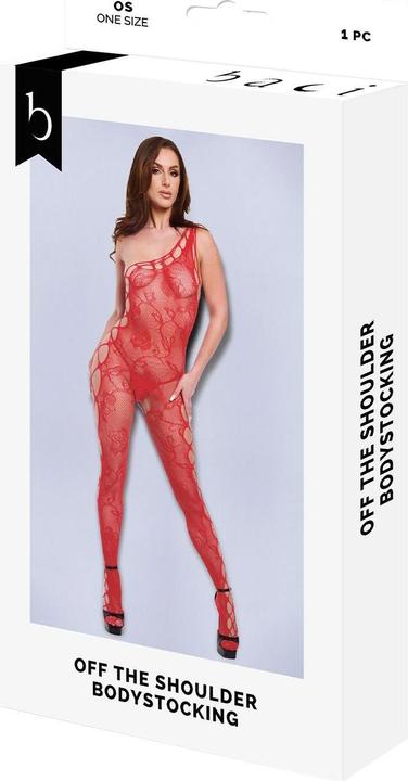 Image du produit Baci XGEN Bodystocking Off The Shoulder - Red (One Size UK 2-14) - Flirtant et jouant Off-The-Should (Taille unique)
