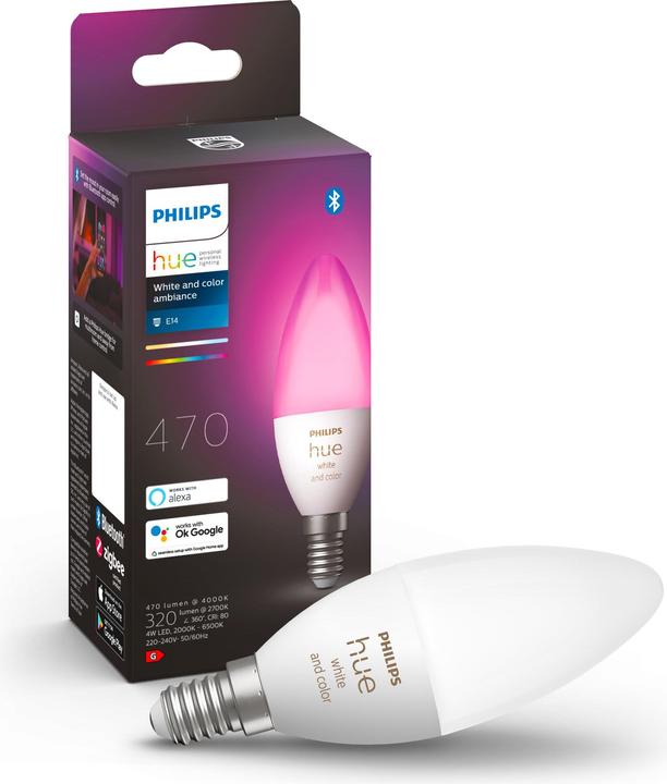 Produktbild Philips Hue White & Color BT (E14, 5.30 W, 470 lm, 1 x, G)