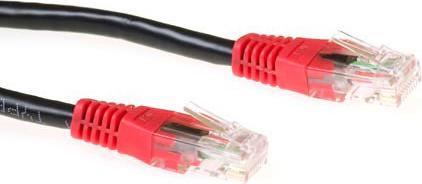 Actual product image Black 3 meter U/UTP CAT6 patch cable cross with RJ45 connectors. Cat6 u/utp cross bk/rd 3.00m (U/UTP, CAT6, 3 m)