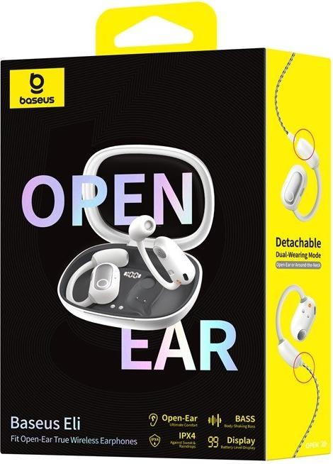 Actual product image Baseus Eli Fit Open- Ear Headset Drahtlose Konnektivität/Musik USB Typ-C Bluetooth Weiss (7.50 h, Wireless)