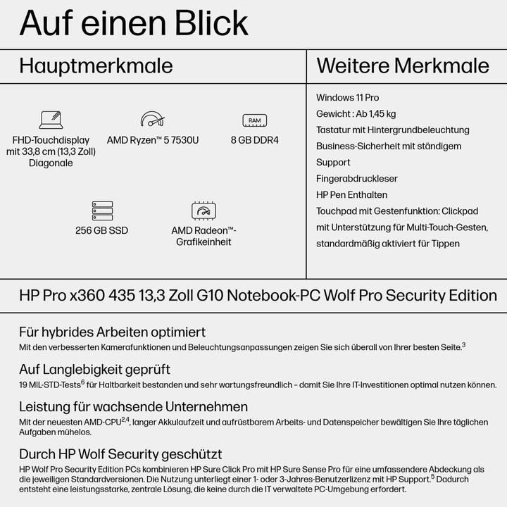 Productafbeelding HP ProBook x360 435 G10 (13.30", AMD Ryzen 5 7530U, 8 GB, 256 GB, NL)