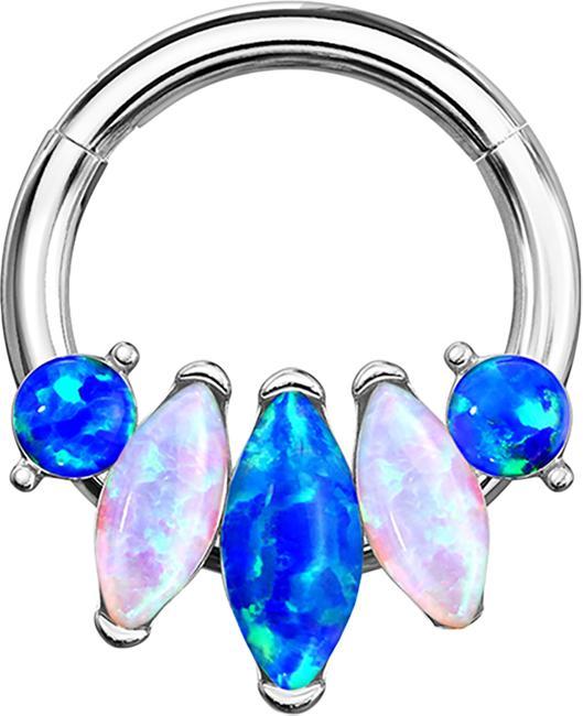 Produktbild Star Piercing Micro Segmentring klappbar silber fünf Opale (Chirurgenstahl 316L, ohne Messing)