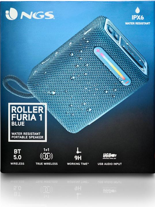 Actual product image NGS Enceinte Nomade Bluetooth Roller Furia 1 (Bleu) (9 h, Rechargeable battery operated)