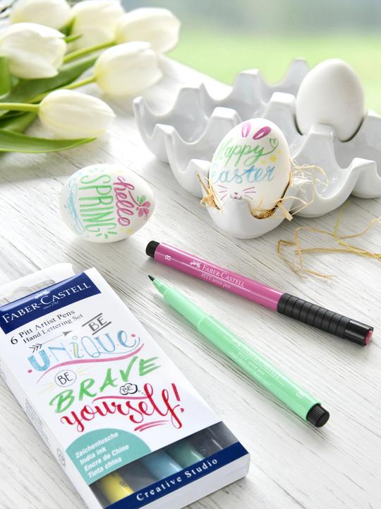 Produktbild Faber-Castell Pitt ArtistPen Handlettering (Gelb, Grün, Blau, Pink, Schwarz, Türkis, 6 x)