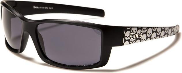 Locs Rechteckige Sonnenbrille mit Totenkopfmuster