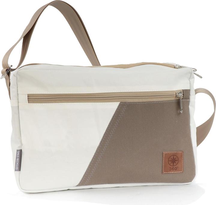 360Grad Fender Umhänge-Tasche Unisex Segeltuch weiss-taupe